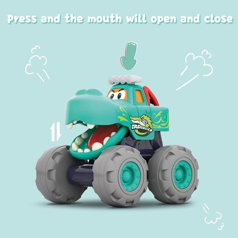 Woby Monster Truck Car Toys for 12-18 Months Baby,1-2 Birthday Gifts Toys,3 Pack of Friction Powered Pull Back Animal Cars Vehicles - Image 4